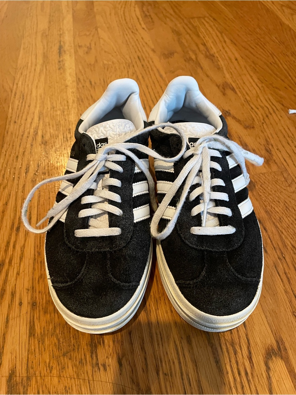 Adidas Gazelle black with white stripes sneakers W5.5